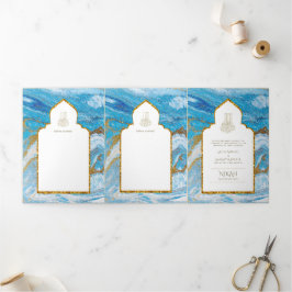 LeahG Blue Islamic Bröllopsinbjudans Nikah