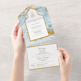 LeahG Blue Islamic Bröllopsinbjudans Nikah
