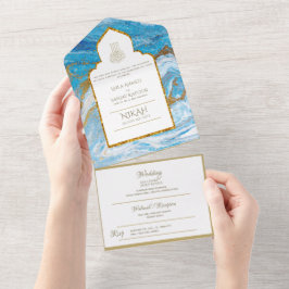 LeahG Blue Islamic Bröllopsinbjudans Nikah