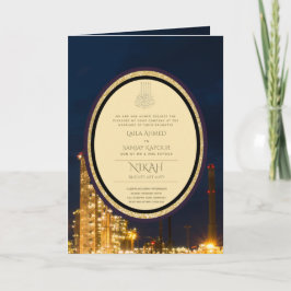 LeahG Blue Islamic Bröllopsinbjudans Nikah Kort