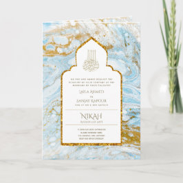 LeahG Blue Islamic Bröllopsinbjudans Nikah Kort