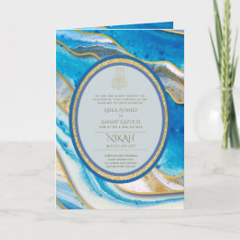 LeahG Blue Islamic Bröllopsinbjudans Nikah Kort