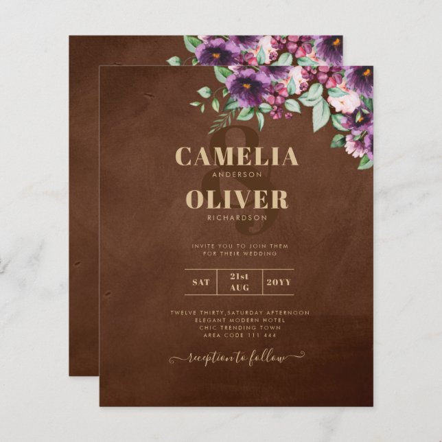 LeahG Brown Berry Plommon Lila Bröllop Höst Vinter (Fram/baksida)