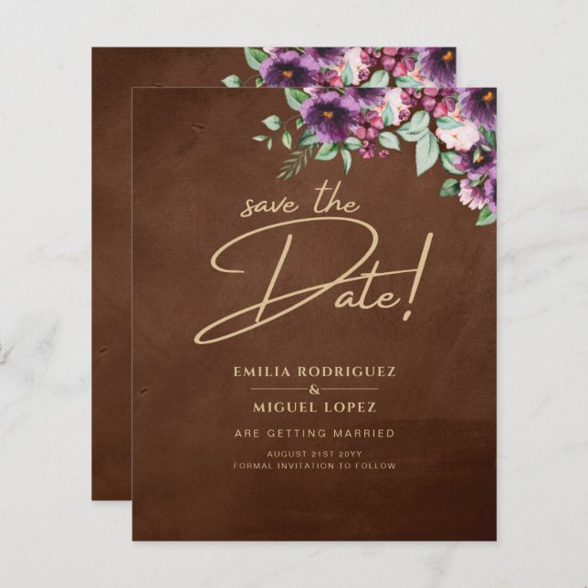 LeahG Brown Berry Plum Lila Bröllop Fall Winter (Fram/baksida)