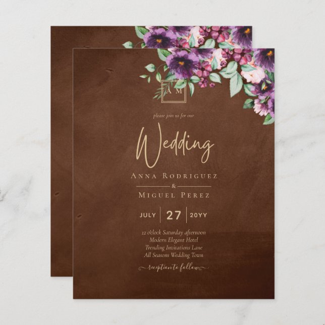 LeahG Brown Berry Plum Lila Bröllop Fall Winter (Fram/baksida)