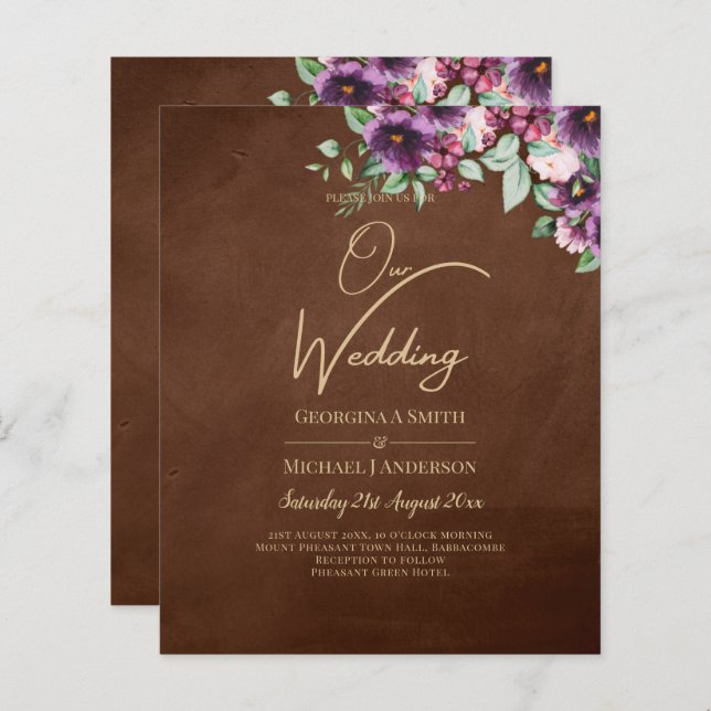 LeahG Brown Berry Plum Lila Bröllop Fall Winter (Fram/baksida)