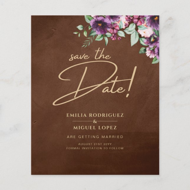 LeahG Brown Berry Plum Lila Bröllop Fall Winter Flygblad (Framsidan)