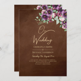 LeahG Brown Berry Plum Lila Bröllop Fall Winter Inbjudningar