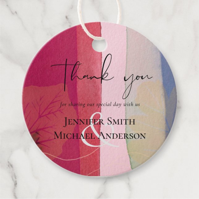 LeahG BRUDKONCEPT Billig Röd Lila Vattenfärg Gåvor Etiketter (Framsida)