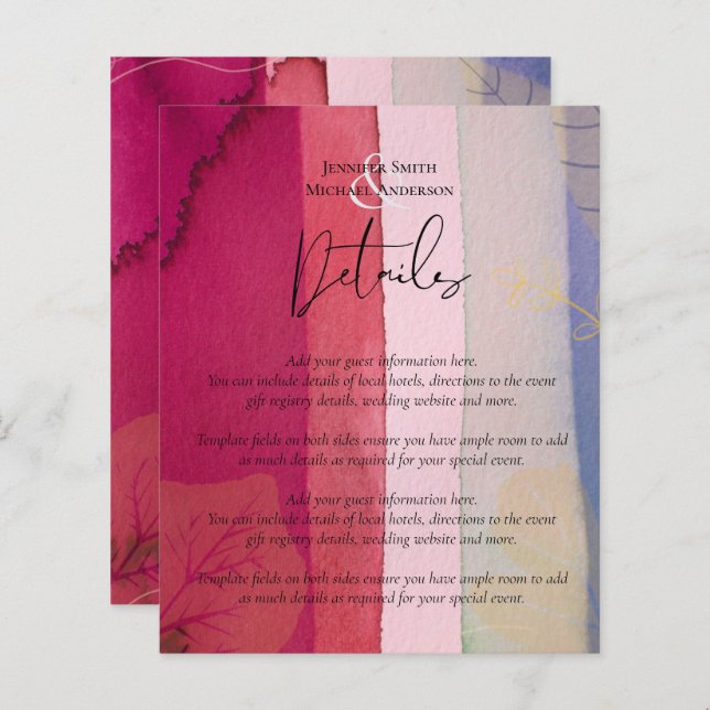 LeahG BUDGET Bröllop Berry Red Lila Watercolor (Fram/baksida)