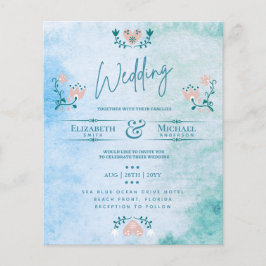 LeahG BUDGET Bröllop Bjud in folkkonst Peach Teal