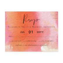 LeahG Budget Bröllop Red Orange Watercolor Löv