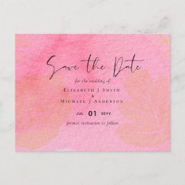LeahG Budget Bröllop Rosa Peach Watercolor Abstrac Vykort
