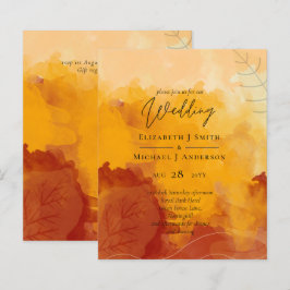 LeahG Budget Bröllop Watercolor Sunset Höst löv