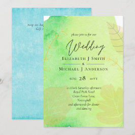 LeahG Budget Bröllop Watercolor Teal Grönt Blue