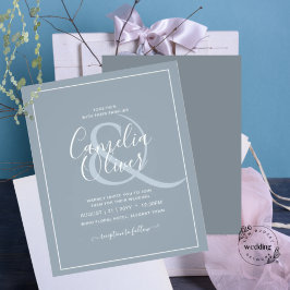 LeahG Budget Dusty Blue Monochrome Bröllop Flygblad