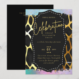 LeahG Budget Glam Chic Möhippa Unicorn Guld Inbjudningar