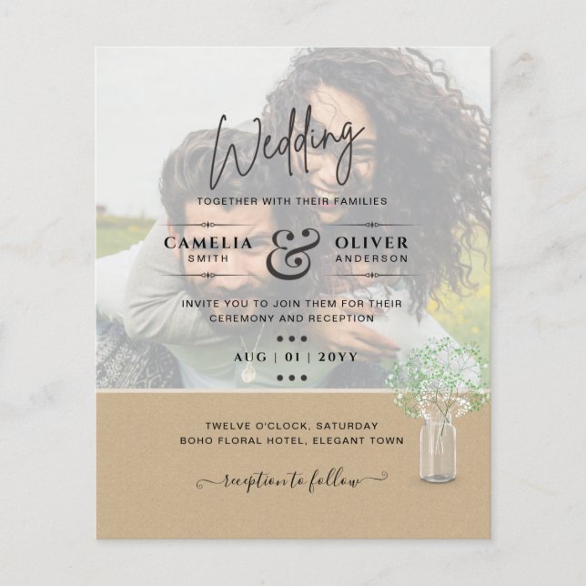 LeahG BUDGET Gypsophila PHOTO OVERLAY Bröllop Flygblad (Framsidan)