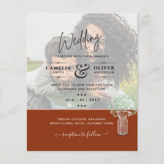 LeahG BUDGET Gypsophila PHOTO OVERLAY Bröllop Flygblad (Framsidan)