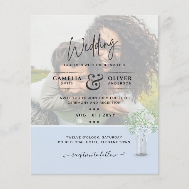 LeahG BUDGET Gypsophila PHOTO OVERLAY Bröllop Flygblad (Framsidan)