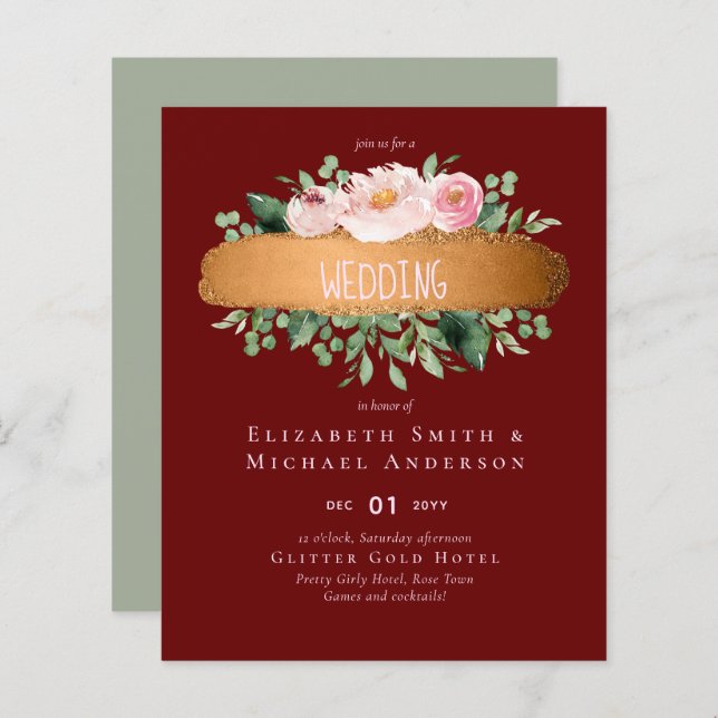 LeahG Budget Ro Glamor Girly Bröllop (Fram/baksida)