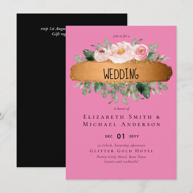 LeahG Budget Ros Glamor Tjejaktig Bröllop (Fram/baksida)