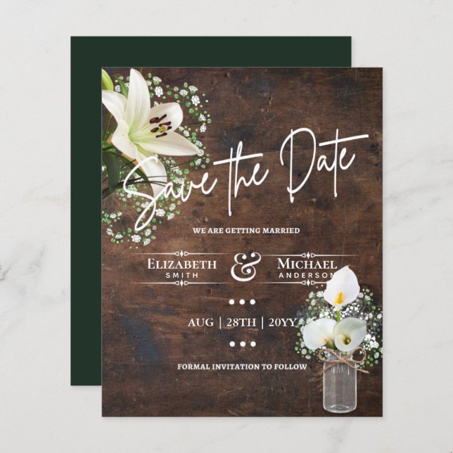 LeahG BUDGET sparar datum för Cala Lillies (Fram/baksida)