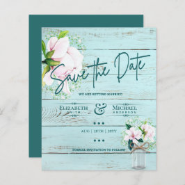 LeahG BUDGET sparar datum Rosa Magnolias Teal