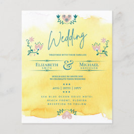 LeahG BUDGET Wedding Bjud in Folk Art Gult Teal