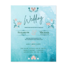 LeahG BUDGET Wedding Bjud in folkkonst Teal Rosa