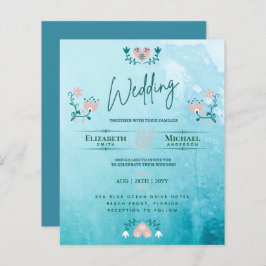LeahG BUDGET Wedding Bjud in folkkonst Teal Rosa