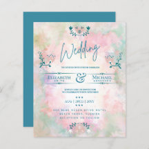 LeahG BUDGET Wedding Bjud in folkkonst Teal Rosa