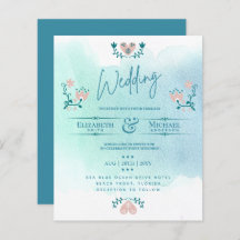 LeahG BUDGET Wedding Bjud in folkkonst Teal Rosa