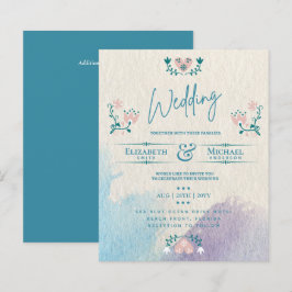 LeahG BUDGET Wedding Bjud in folkkonst Teal Rosa