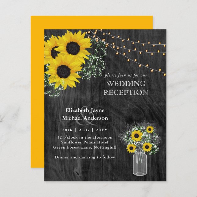 LeahG Budget Wedding RECEPTION Rustic Sunwers (Fram/baksida)