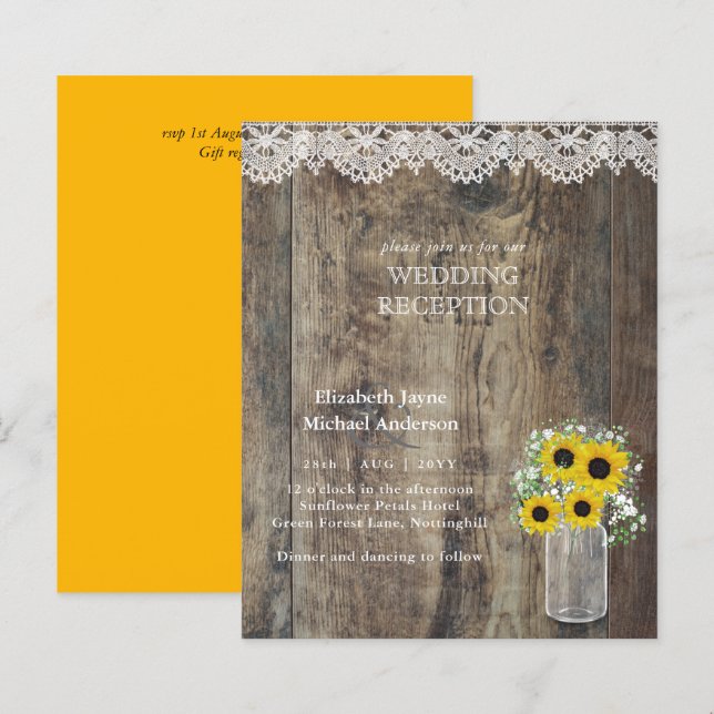 LeahG Budget Wedding RECEPTION Rustic Sunwers (Fram/baksida)