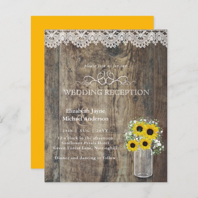 LeahG Budget Wedding RECEPTION Rustic Sunwers (Fram/baksida)