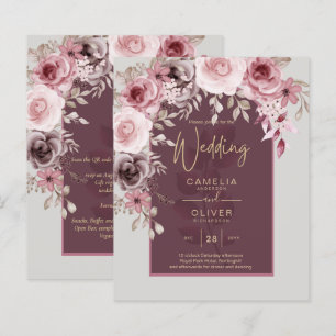 LeahG Burgundy Rosa ros Fall Wedding Inv.
