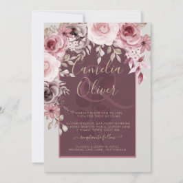LeahG Burgundy  Rosa ros Fall Wedding Inv. Inbjudningar