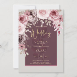 LeahG Burgundy  Rosa ros Fall Wedding Inv. Inbjudningar