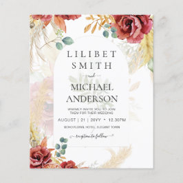 LeahG Burgundy Terracotta Fall Wedding Inbjudan Fl Flygblad