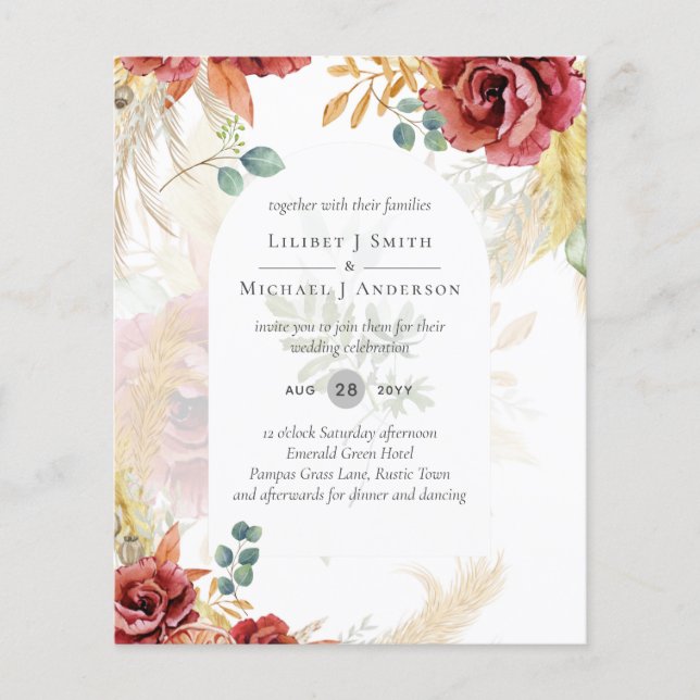 LeahG Burgundy Terracotta Fall Wedding Inbjudan Flygblad (Framsidan)