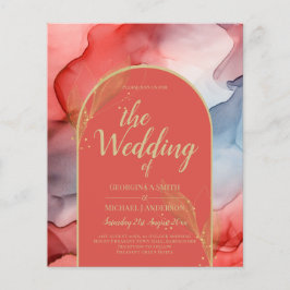 LeahG Coral Navy Blue Guld BLÄCK Wedding INVITE Flygblad