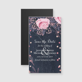 LeahG Denim Blue Rosegold Rosa Blommigt Bröllop