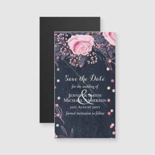 LeahG Denim Blue Rosegold Rosa Blommigt Bröllop