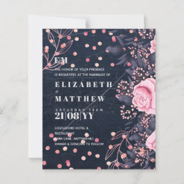 LeahG Denim Blue Rosegold Rosa Blommigt Bröllop