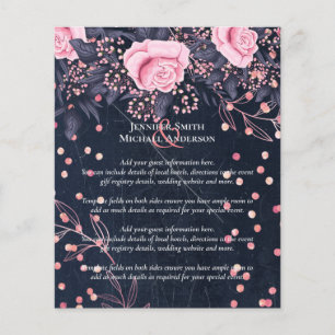 LeahG Denim Blue Rosegold Rosa Blommigt Bröllop