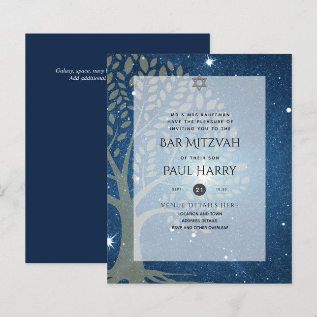 LeahG Elegant Chic Bar Mitzvah Judisk Torah Chic (Fram/baksida)