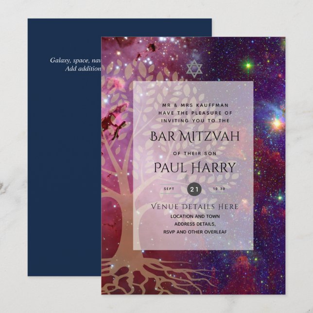LeahG Elegant Chic Pub Mitzvah Jewish Torah Chic Inbjudningar (Fram/baksida)