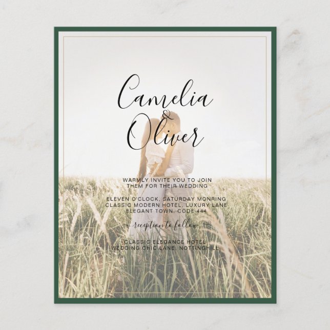 LeahG Emerald Forest Grönt Wedding INVITE Flygblad (Framsidan)